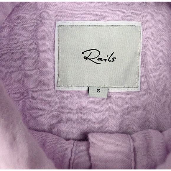 Rails Ellis Button Up Shirt Womens Small Purple Gauze Lightweight Coastal Preppy - Picture 5 of 6